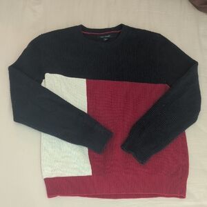 Tommy Hilfiger Navy, Red, and White Crewneck Sweater